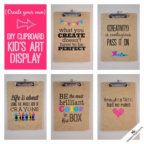 DIY Clipboard Kids Art Display Clipboard Vinyl Ideas, Clipboard Decorating Vinyl, Clipboard Crafts, Daycare Art, Clipboard Art, Kids Art Display, Clipboard Decorating, Diy Clipboard, Art Display Kids