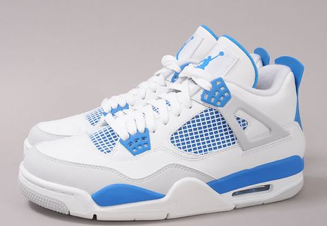 http://www.queens.cz/wear/32482/2/jordan-air-jordan-4-retro-white-military-blue-ntrl-grey/ Air Jordan 4 Military Blue, Blue Jordan 4’s, Light Blue Jordans, Jordan 4 Bleu, Jordan 4 Blue, Retro Air Jordans, Blue And White Shoes, Nike Rosa, Blue And White Jordans