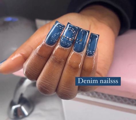 Denim Nails Acrylic, Denim Nails, Creative Nails, Nails Acrylic, Nails Nailart, How To Do Nails, The Pink, Acrylic Nails, Blue Denim