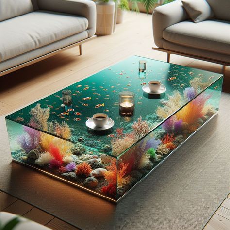 Unique Fish Tanks, Aquarium Coffee Table, Aquarium Diy, Dog Portrait Tattoo, Diy Patio Furniture Ideas, Diy Fish Tank, Unique Fish, Outdoor Furniture Patio, Pallet Garden Furniture