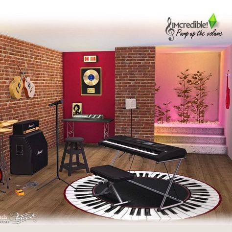 Sims4 CC Music room set by SIMcredible Sims 4 Skills, Volume Music, Choir Room, Pump Up The Volume, Sims Games, Victorian Mansions, Sims 4 Update, Sims 4 Cc Furniture, Best Sims