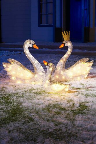 Lighted Christmas Decor, Christmas Swan, Led Lights Outdoor, Decoration Studio, Garden Christmas, Black Friday Christmas, Indoor Christmas Decorations, Christmas Gif, Lights Outdoor