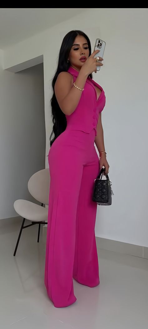 Pink Outfits Classy, Pink Jumpsuit Outfit Classy, Pink Jumpsuit Outfit, Graduation Outfits For Women, Fancy Jumpsuit, 2piece Outfits, Outfit Classy, Outfits Classy, Business Casual Outfits For Work