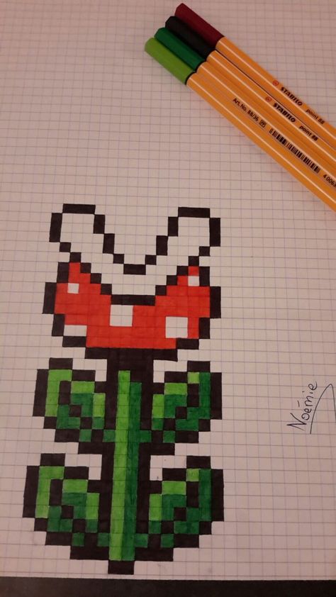 Drawing Ideas Minecraft, Pixel Art On Paper, Pixel Art Paper, Cute Pixel Drawing, Square Drawing Ideas, Pixel Art Plants, Pixel Art Drawings, Pixel Drawing Ideas, Pixelart Minecraft