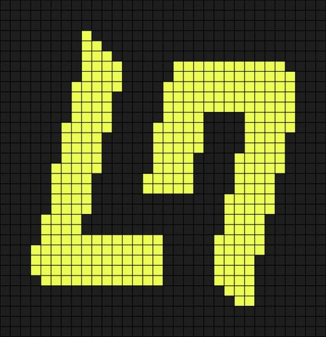 A pixel art template of Lando Norris' logo. Formula 1 Crafts, Formula 1 Cross Stitch, F1 Crochet Ideas, F1 Cross Stitch, F1 Crochet Pattern, Ln4 Logo, F1 Pixel Art, F1 Crochet, Lando Norris Logo