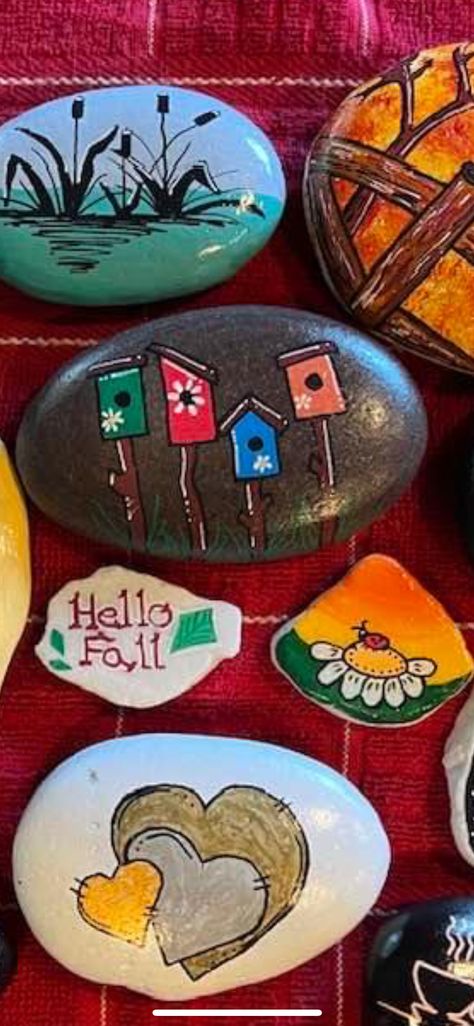 Hello Autumn, Rock Painting, Painted Rocks, Painting Ideas