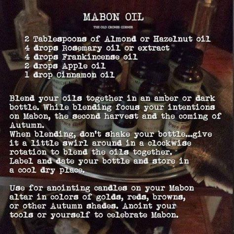 Mabon Oil Recipe Magick Oil, Autumnal Equinox, Eclectic Witch, Spring Equinox, Wiccan Spells, Wheel Of The Year, Beltane, Spells Witchcraft, Practical Magic