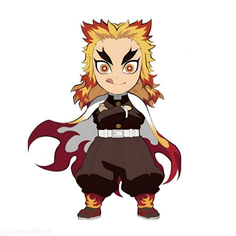 Demon Slayer Chibi Official Art Rengoku, Rengoku Chibi Official Art, Chibi Rengoku, Chibi Maker, Chibi Body, Anime Canvas Art, Kawaii Chibi, Anime Canvas, Chibi Characters