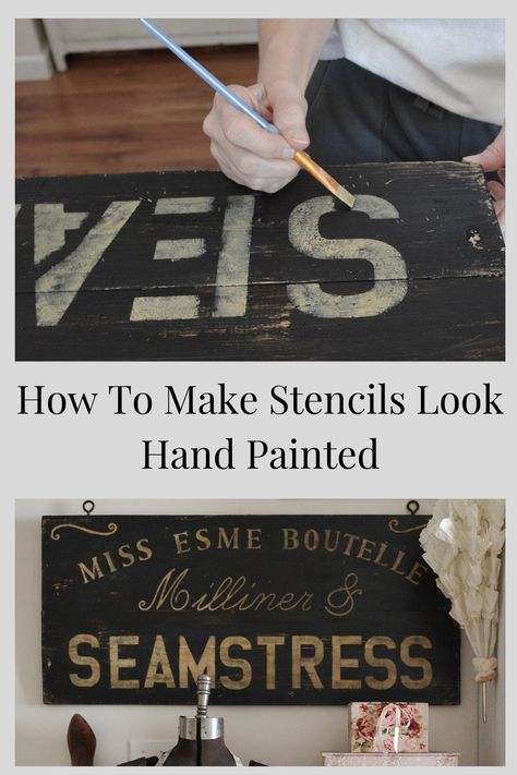 Diy Antique Sign, Vintage Door Sign, Diy Shop Sign, Diy Vintage Sign, How To Paint Letters On Wood, Hand Painted Signs Vintage Signage, Diy Store Sign, Vintage Hand Painted Signs, Stencil Wood Signs