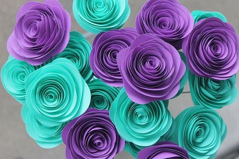 POSSIBLE WEDDING COLORS Teal and Purple Paper Rosette Bouquet 2 ... Neutral Bouquet, Teal Wedding Colors, Cute Decorations, Purple Tissue Paper, Purple Paper, Wedding Colors Purple, Baby Shower Purple, Paper Rosettes, Paper Flowers Wedding