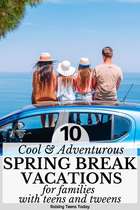 Ready to survive spring break with your teens? Well… don’t sweat it. It doesn’t have to be all eye-rolls and groans! Why not shake things up a bit this year by embarking on the ultimate family adventure? Here are a few super cool (and adventurous) spring break vacation ideas that are anything but boring! #teenagers #tweenagers #parentingteens #parentingteenagers #springbreak #vacationideas #momtips #momhacks Spring Break Things To Do, Things To Do For Spring Break, Texas Spring Break With Kids, Spring Break Ideas For Teens, Best Spring Break Vacations With Teens, Spring Break Must Haves, Teen Vacation Ideas, Spring Break Family Destinations, Spring Break Vacation Ideas