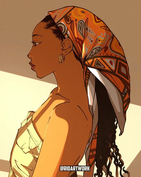 Afro Women Art, Freckled Character Art, Character Design Black Woman, Turkish Character Design, Headscarf Black Women, Black Character Design Female, Black Woman Cartoon, Poc Oc, African People