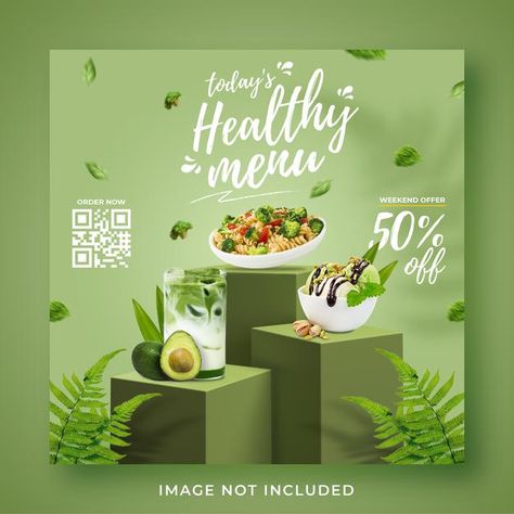 Healthy Menu Design, Healthy Graphic Design, Poster Promotion Design, Healthy Food Poster Design, Food Banner Design Ideas, Food Promotion Design, Promotion Design Poster, Healthy Food Design, Poster Design Product