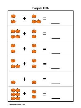 Pumpkin Math Printable Worksheet Pumpkin Math Activities Kindergarten, Pumpkin Math Worksheets, Pumpkin Math Kindergarten, Pumpkin Math First Grade, Halloween Addition Worksheets Kindergarten, Cool Math Games, Cool Math, Pumpkin Math, Halloween Activities Preschool