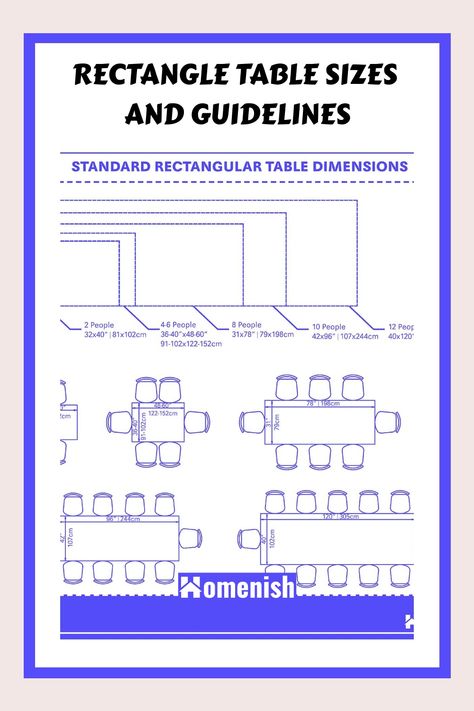 When it comes to choosing a table for your home or office, size is an important factor to consider. With a variety of standard rectangle table sizes available, it’s important to choose the right one for your space and needs. Table Sizes And Seating Cm, Table Sizes And Seating, Table Layout Ideas, Narrow Dining Tables, Table For 12, Loft Inspiration, Dining Table Height, Dining Table Sizes, Tea Party Decorations