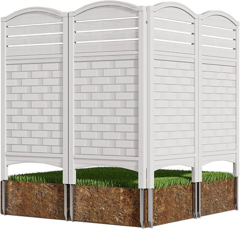 Amazon.com : Mrosaa Outdoor Fence Privacy Panels,Resin Privacy Fence Panels for Outside,Air Conditioner Fence Trash Can Fence Pool Equipment Enclosure(4-Pack) : Patio, Lawn & Garden Pvc Privacy Screen Diy, Yard Jacuzzi, Trash Can Fence, Lattice Privacy Fence, Air Conditioner Fence, Outdoor Privacy Panels, Lattice Fence Panels, Cheap Privacy Fence, Pool Equipment Enclosure