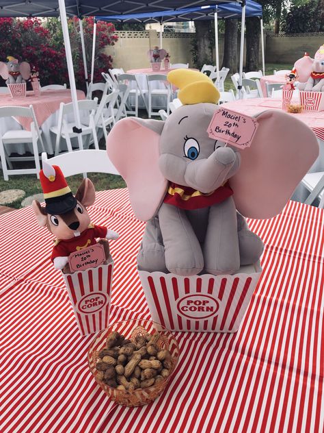 Dumbo Theme Party, Dumbo Party Ideas, Dumbo Centerpieces, Dumbo Theme Desserts, Dumbo Themed Dinner, Dumbo Party Food, Dumbo Girl Baby Shower Theme, Dumbo Table Centerpiece, Dumbo Baby Shower Theme