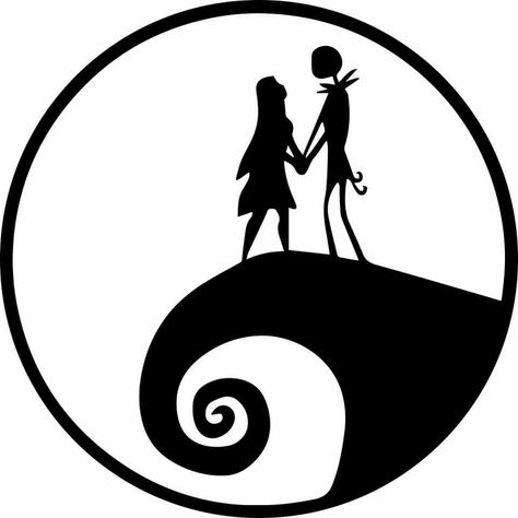 Jack Skellington And Sally Pumpkin Carving Stencil, Nightmare Before Christmas Tattoo Outline, Jack And Sally Black And White, Christmas Town Nightmare Tim Burton, Jack And Sally Drawing Easy, Nightmare Before Christmas Outline, Nightmare Before Christmas Clipart, Silhouette Art Ideas, Nightmare Before Christmas Moon