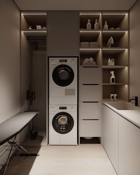 Pantry Laundry Room, Lights Bathroom, Stylish Laundry Room, Dream Laundry Room, Desain Pantry, Laundry Room Layouts, Laundry Design, Modern Laundry Rooms, Laundry Room Storage