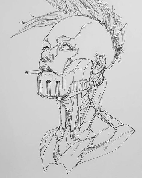 Cyberpunk Drawing, Ben Oliver, Cyborgs Art, Arte Robot, Arte Cyberpunk, Cyberpunk Character, Arte Sketchbook, Robot Art, Robot Concept Art