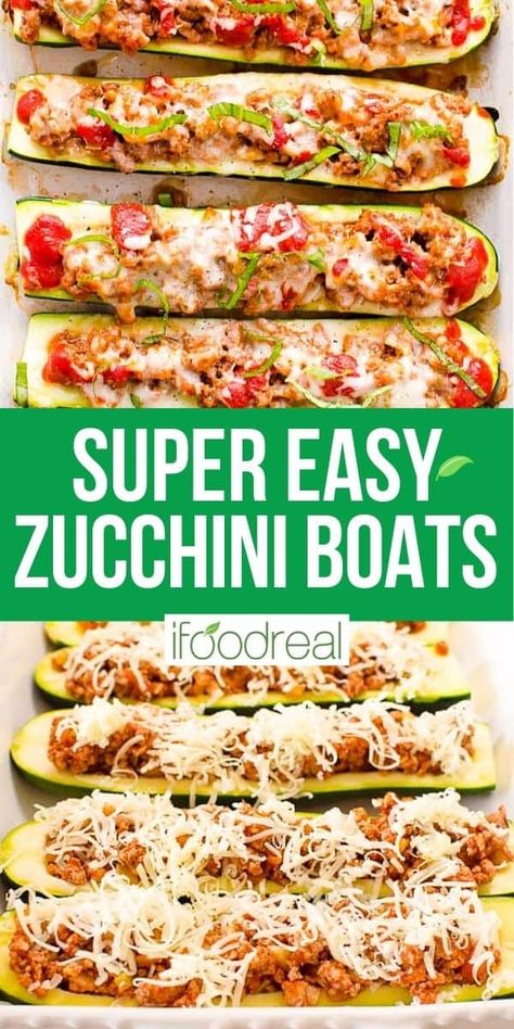 These hearty low-carb ground turkey Zucchini Boats are stuffed with a simple, healthy Bolognese style filling and topped with cheese, then baked until tender with a bubbling cheesy topping. This recipe is gluten-free, low-carb, and can be made vegetarian or vegan – perfect as a light lunch as-is or served with extra sides! Ground Turkey Zucchini Boats, Turkey Zucchini Boats, Low Carb Ground Turkey, Healthy Bolognese, Ground Turkey Zucchini, Turkey Zucchini, Zucchini Boat Recipes, Healthy Low Carb Dinners, Healthy Zucchini