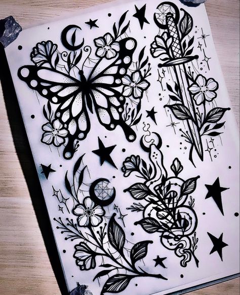 Flower Tattoo Meanings, Single Line Tattoo, Spooky Tattoos, Embroidery Bags, Flower Tattoos, Black Tattoos, Flash Tattoo, Pretty Art, Blackwork