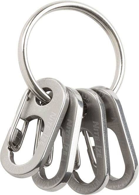 PRICES MAY VARY. Made in the USA or Imported Clip closure This 1” stainless steel split ring is paired with 4 Eyelet MicroLink Carabiners for easy key attachment and security This key ring allows you to easily clip and secure keys and accessories to each Eyelet MicroLink carabiner - once clipped, any items are instantly secured Thanks to the Eyelet MicroLink Carabiners, you don't have to pry open the split ring itself to attach keys and accessories - simply push open the MicroLink gates to add a Split Ring, Grunge Accessories, Key Fob, Nite Ize, Key Ring, Body Features, Split Rings, Pocket Clip, Gate Design