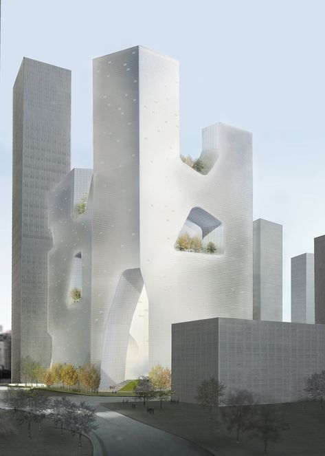 LI-ZE SOHO - STEVEN HOLL ARCHITECTS Subtractive Transformation Architecture, Additive Transformation Architecture, Porosity Architecture, Transformation Architecture, 3d Forms, Form Architecture, Sculpture Architecture, Residential Tower, Steven Holl