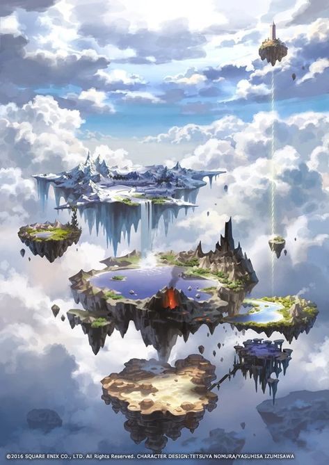 Floating In The Sky, Landscape Concept, Fantasy City, Fantasy Setting, Fantasy Places, Fantasy Map, Fantasy Art Landscapes, Fantasy Concept Art, Arte Fantasy