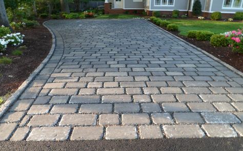 Permeable Pavers | CustomStonescapingCustomStonescaping Cobblestone Driveway Border, Permeable Pavers Driveways, Cobblestone Parking Pad, Granite Cobblestone Driveway, Paving Stone Patio, Stone Harbor Cambridge Pavers, Cobblestone Walkway, Belgard Cambridge Cobble Pavers, Permeable Driveway