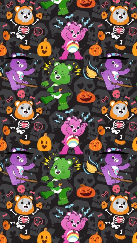 Care Bear Halloween Wallpaper, Scare Bears Wallpaper, Halloween Care Bears Wallpaper, October Wallpaper, Halloween Wallpaper Backgrounds, Halloween Wallpaper Cute, Bear Halloween, Wallpaper Halloween, Halloween Wallpaper Iphone