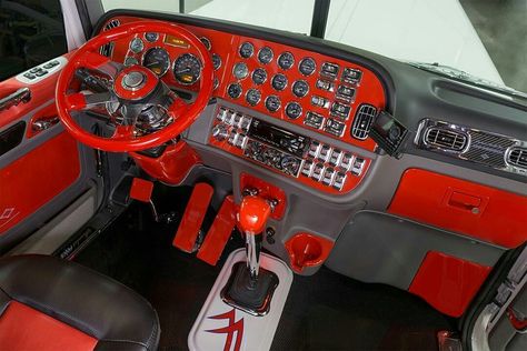 Peterbilt Interior Ideas, Peterbilt Interior, Semi Interior, Semi Trucks Humor, Semi Truck Accessories, Semi Trucks Interior, Custom Peterbilt, Peterbilt 386, Truck Room