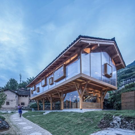 Top 20 A' Design Award Winners: Well-being and Material Innovation | ArchDaily Rustic Lake Houses, Wooden Architecture, Wood Architecture, Wooden Buildings, Wooden Books, Unique Buildings, Terrace Design, Design Competitions, Structure Design