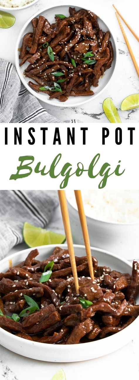 Bulgogi Instant Pot, Asian Beef Instant Pot Recipes, Korean Bbq Instant Pot, Instant Pot Bulgogi Beef, Instapot Korean Beef, Korean Beef Bulgogi Crockpot, Korean Food Bulgogi, Instant Pot Beef Recipes, Beef Burgonione Instant Pot