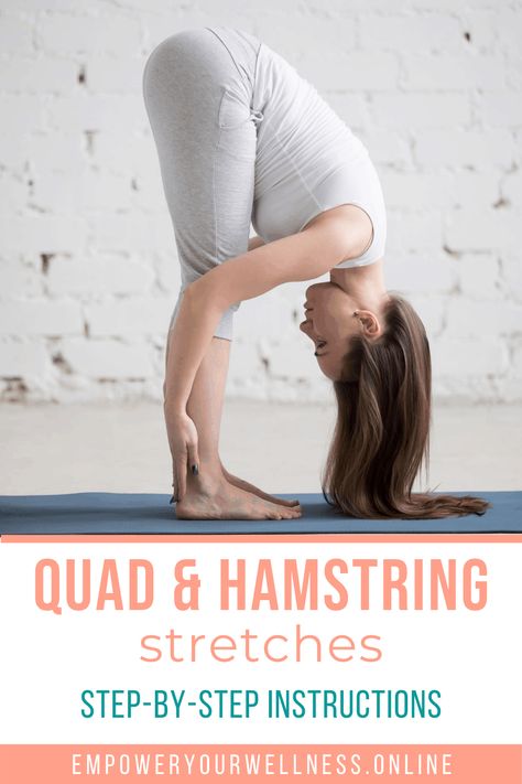 Are you looking for different ways to stretch the quads and hamstrings? Click the pin for a step by step guide: includes quad stretches and hamstring stretches. Hip Flexibility Exercises, Knee Flexibility, Quad Stretches, Hamstring Stretches, Seated Hamstring Stretch, Quad Muscles, Hip Flexibility, Quads And Hamstrings, Quad Stretch