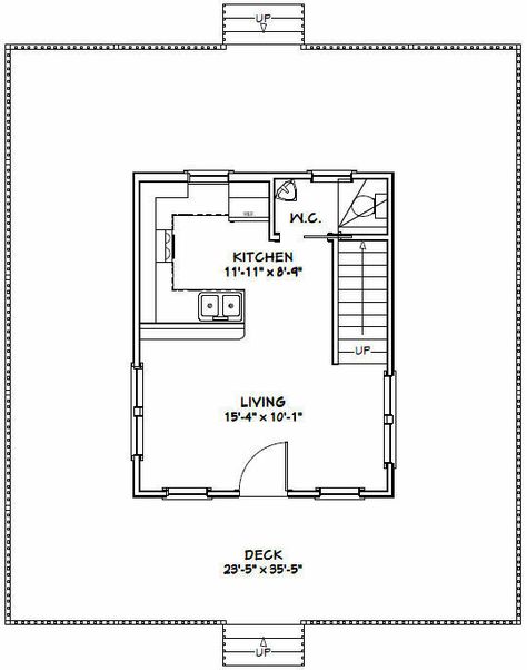 16X20 TINY HOUSE -- 569 sq ft -- PDF FloorPlan -- Model 7A - $29.99 | PicClick Tiny House Plans Free, Converted Barn Homes, Diy Tiny House Plans, Modern Courtyard, Diy Tiny House, Two Story House Plans, Two Story House, Cabin Floor, Courtyard House Plans