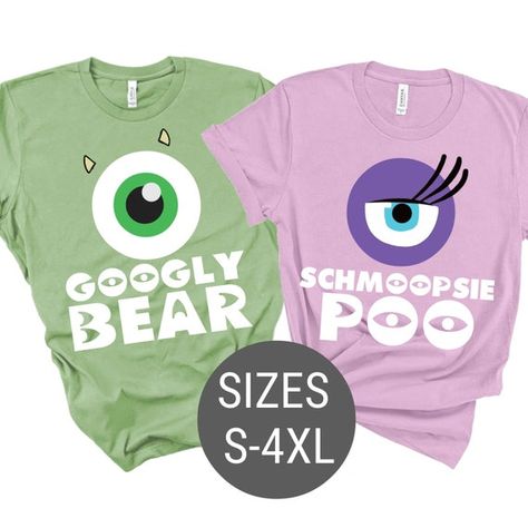 Googly Bear and Schmoopsie Poo Couple Shirts Monsters Inc | Etsy Monsters Inc Shirt, Disney Couple, Party Cartoon, North Miami Beach, Monsters Inc, Couple Shirts, Halloween Party, Valentines, Halloween