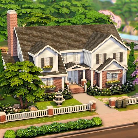 May (@honeymaysims) • Instagram photos and videos Ts4 Suburban House, Sims 4 Willow Creek Builds, Sims4 Exterior, Suburban House Sims 4, Sims 4 Suburban House, Suburban Family Home, Sims 4 Seasons, Sims 4 Family, Sims 4 House Plans