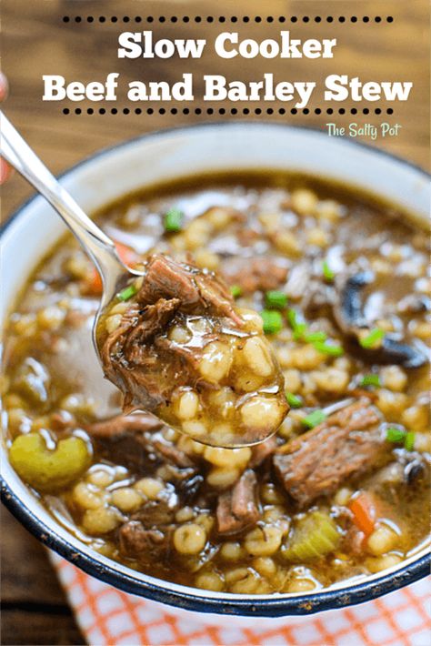 Beef And Barley Stew, Stew Healthy, Beef Barley Stew, Slow Cooker Stew Recipes, Barley Stew, Beef And Barley, Ground Beef Pasta, Slow Cooker Stew, Beef Barley