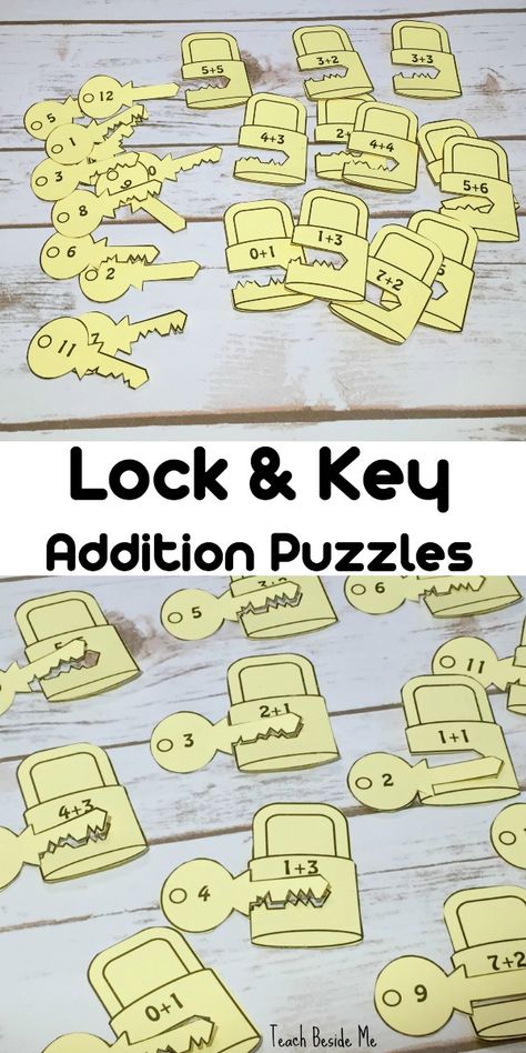 Lock & Key Addition Puzzles for Kids Teaching Biology Activities, Biology Activity, Play Math, Steam Projects, Math Stem, Teaching Biology, Puzzle Set, Locks & Key, Math For Kids