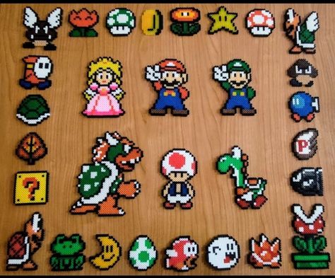 Mario Bros., Perler Bead Patterns, Hama Beads, Mario Bros, Perler Beads, Plastic Canvas, Beading Patterns, Pixel Art, Sugar Cookie