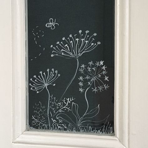 Chalk pen design on interior glazed door Window Chalk Art, Interior Glazed Doors, Pen Designs, Art Door, Chalk Pens, Pen Design, Glazed Door, Window Decoration, Window Art