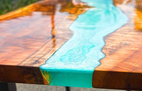 Wood Resin Table, Resin Table Top, Epoxy Wood Table, Crystal Clear Epoxy Resin, Wood Steps, Wood Building, Epoxy Resin Table, Diy Store, River Table