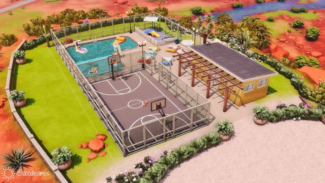 emma ��☀ 🌈 on X: "Strangerville Public Pool and Basketball Court is the perfect place for the whole family to spend a day 🌴🌞 Gallery ID: doodlesimss #Sims4 #ShowUsYourBuilds https://t.co/cDHaJouiQU" / X Pool And Basketball Court, Public Pool, The Sims 4 Lots, Sims Freeplay Houses, Small Town Living, Sims 4 House Plans, Sims House Plans, Sims 4 Build, Community Pool