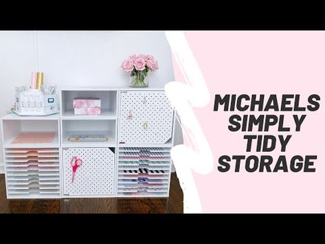 Michaels Simply Tidy Storage - YouTube Simply Tidy Modular Storage Ideas, Michaels Simply Tidy Craft Room, Simply Tidy Craft Room Ideas, Michaels Modular Storage Ideas, Simply Tidy Craft Room, Simply Tidy Modular, Craft Nook, Office Craft Room Combo, Cricut Storage