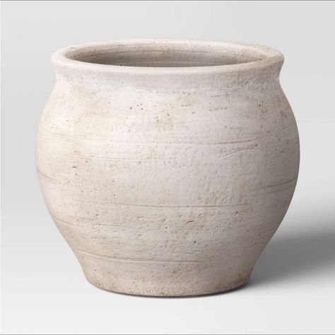 Brand New & Ready To Ship Ceramic Rustic Artisan Planter - Threshold 7” Ceramic Planter In Cream Antique Matte Finish Round Shape Suitable For Indoors Only 7”H X 8” Diameter Rustic Vases, Summer Front Porches, William Sonoma, Rustic Planters, Indoor Outdoor Planter, Tall Planters, Planter Pots Outdoor, Decorative Planters, Small Planter