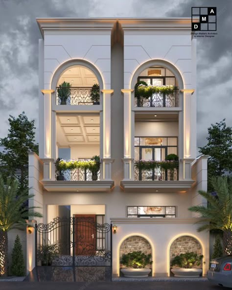 classical house design Classical House Elevation, Classic Villa Interior Design, Modern Neoclassical, Building Front Designs, House Main Gates Design, House Outer Design, Architecture Elevation, Facade Architecture Design, Modern Small House Design