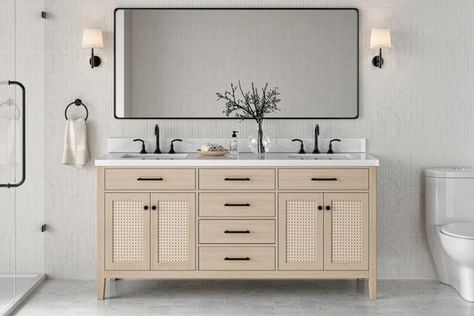 White Oak Bathroom Vanities - Collection Oval Sink Bathroom, White Oak Bathroom Vanity, White Oak Bathroom, White Oak Vanity, Large Bathroom Vanity, Decorated Doors, Oak Bathroom Vanity, Oak Vanity, White Oak Veneer