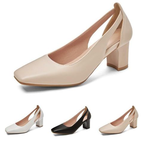 Women's Low Chunky Slingback Heels Square Toe Block Dress Shoes Closed Toe Comfortable Wedding Office Work Pumps 2023 Clothes, Work Pumps, Casual Pumps, Shoes Heels Classy, Chunky Heel Shoes, Classic Table, Slip On Pumps, Shoe Tags, Size 11 Heels