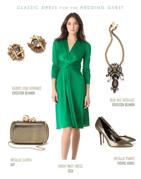 Emerald Green Dress With Sleeves | Dress For The Wedding Metallic Green Outfit, Green Outfit Dress, Green Dress With Sleeves, Issa Dresses, Neon Prom Dress, Neon Prom Dresses, Below The Knee Dress, Black Tie Dresses, Tie Dresses